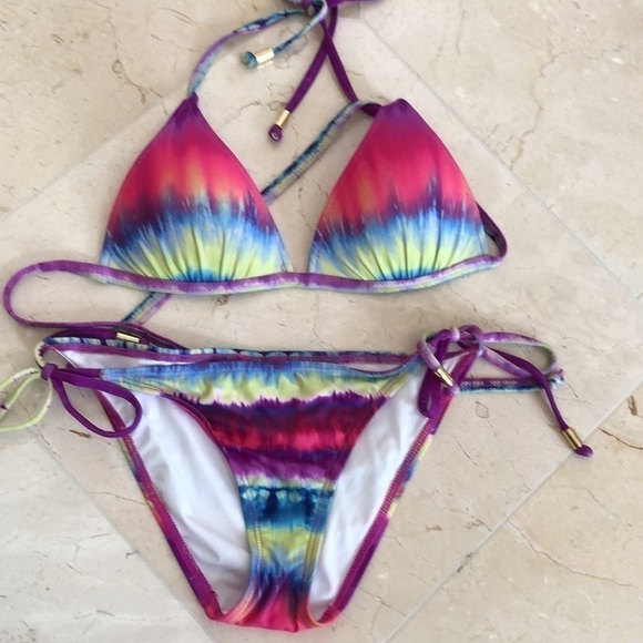 ENVY PUSH UP® PRINT STRING BIKINI TOP+BOTTOM (Malibu color) - Picture 5 of 8